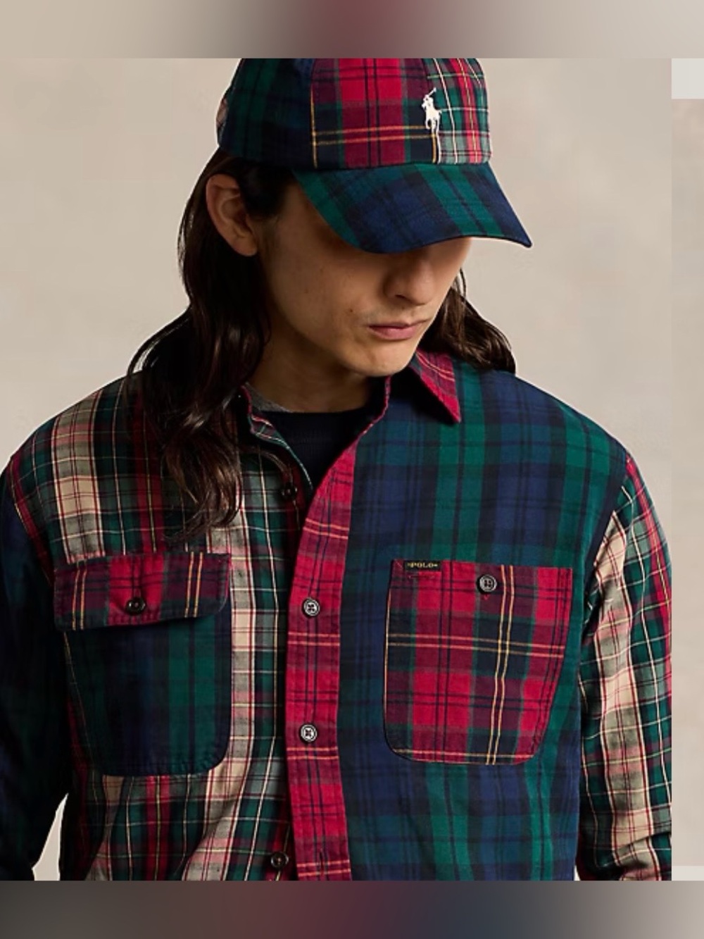 Polo by Ralph Lauren Men's Patchwork Classic Fit Plaid Oxford Fun Shirt